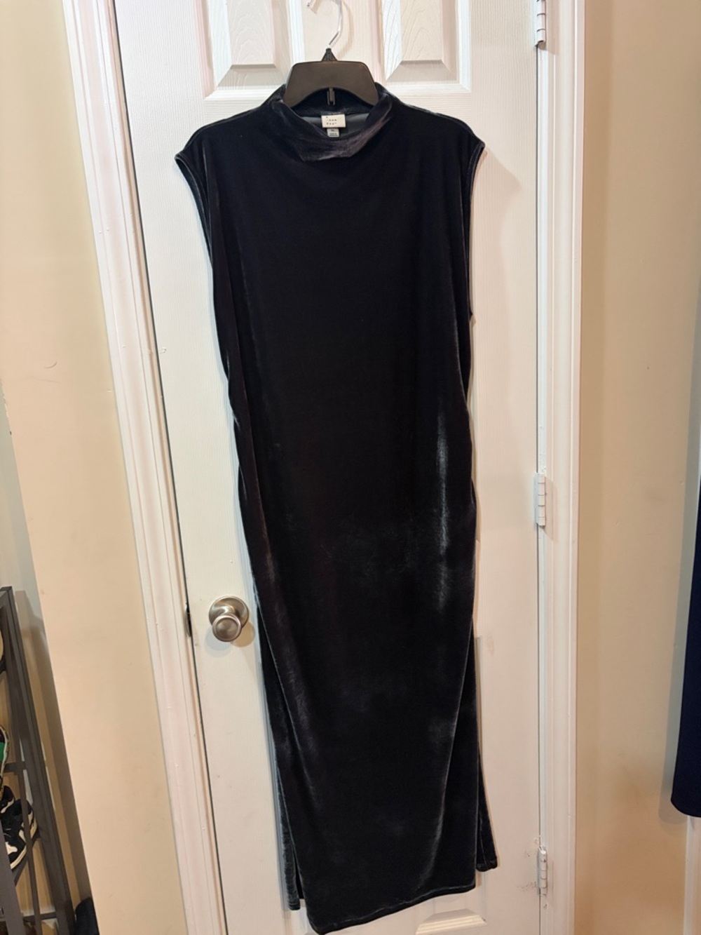 a new day Black Sleeveless Velvet Maxi Dress